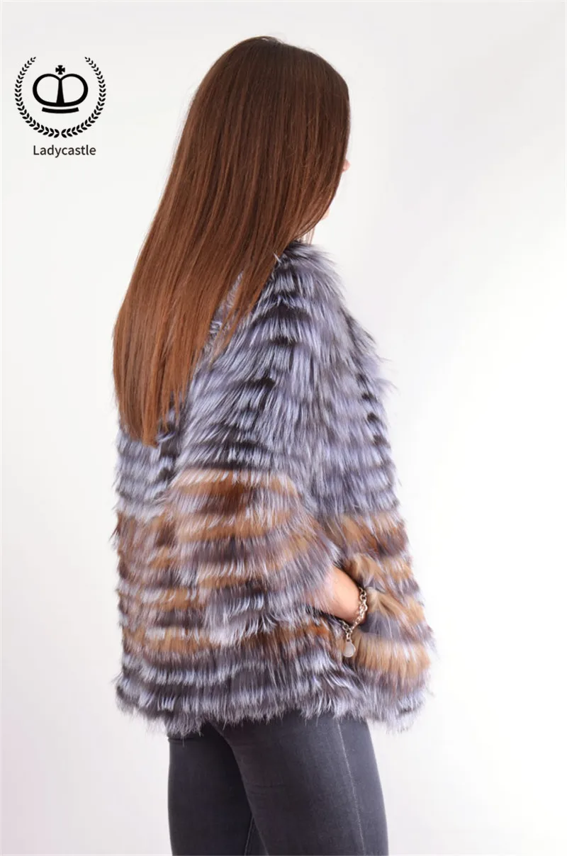 Cheap 2018 New Real Sliver Fox Fur Coat With O-Neck Collar Long Jacket Big Size For Women Down Fox Fur Coat From Natural Winter FC-044 15