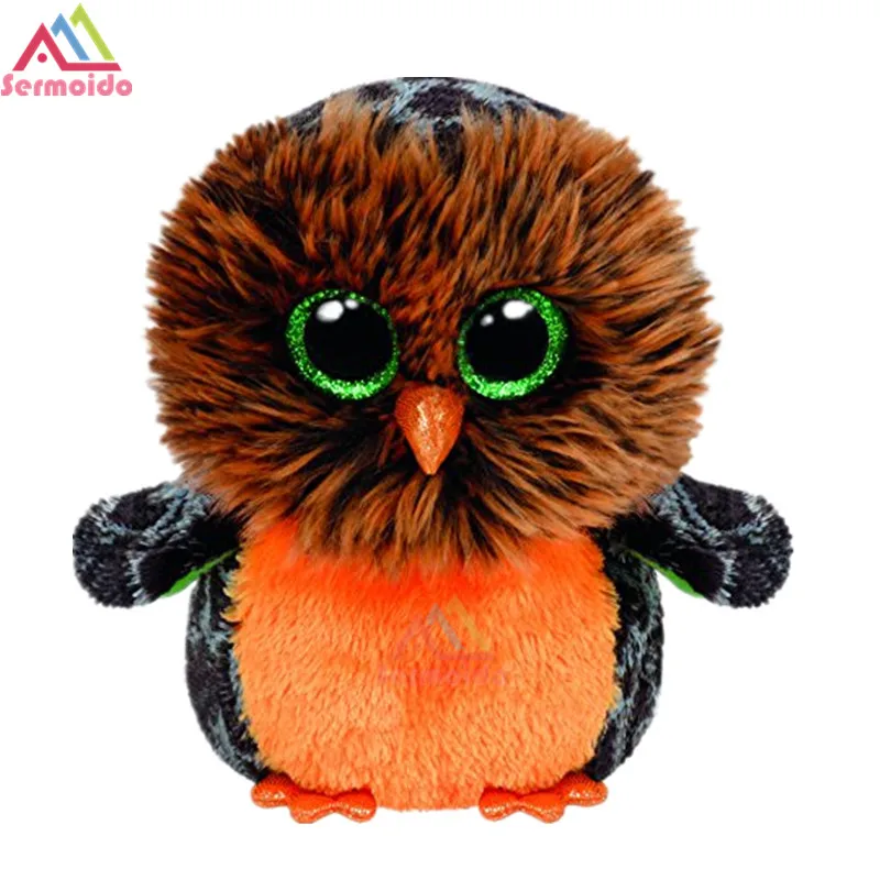 

sermoido TY 6'' Beanie Boos Midnight Owl Plush Collectible Soft Big Eyes Plush Animal Toys For Kids DBP33