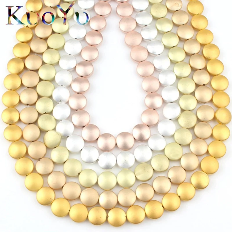 

4x8mm Natural Matte Gold Slivery Plated Hematite Beads Round Loose Stone Beads For Jewelry Making Diy Fashion Bracelet 15"Strand
