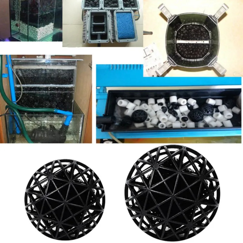 100 шт био шары для аквариума фильтры для аквариума черные 16 мм/26 мм аксессуары для аквариума