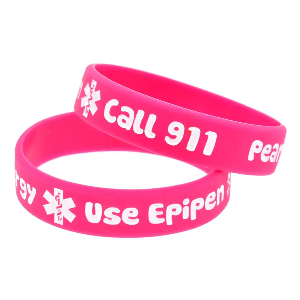 1pc Alert Peanut Allergy Silicone Bracelet Kid Size Aliexpress Alert Peanut Allergy Silicone Bracelet