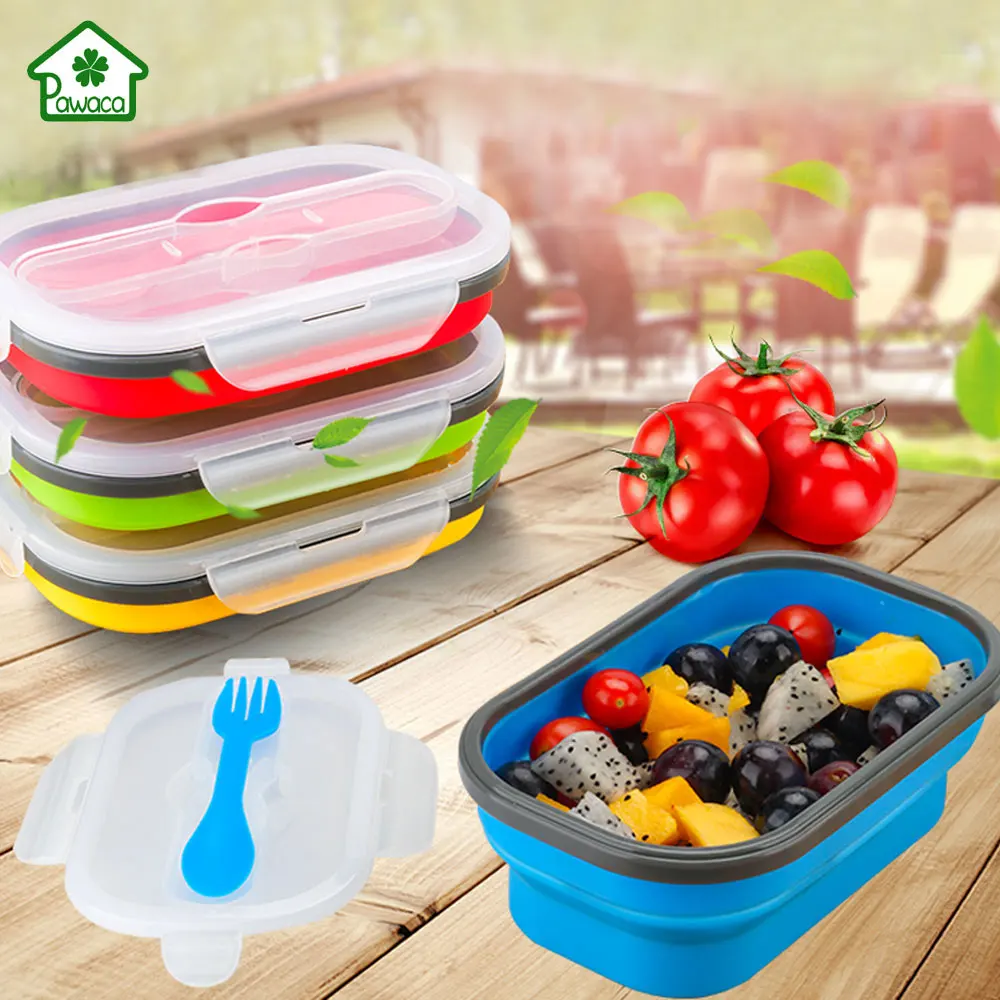 

Silicone Lunch Box Portable Bowl Colorful Folding Food Container Lunchbox Eco-Friendly Silicone Food Grade Collapsible Bento Box