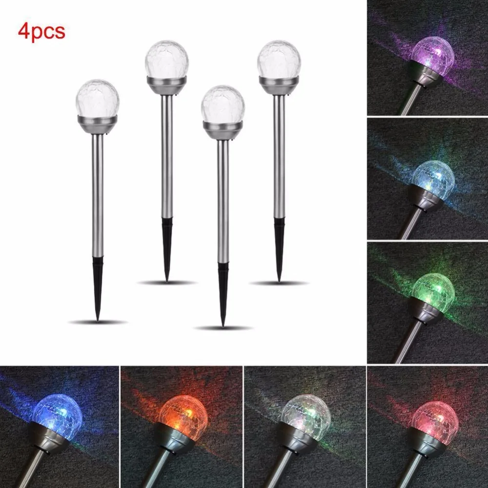 4PCS LED Solar Energy Lamp of Stainless Steel Color Changing Solar Pathway Outdoor Waterproof Footpath , Gardens, Lawn Led Lighting (5)