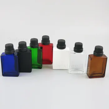 

20pcs Square Glass Screw Cap Bottle Black White Clear Blue Amber 30ML 1OZ e Liquid Essential Oil Bottles Vials Containers