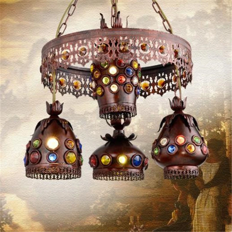 

4 Heads Bohemia American Country Retro Internet Cafe Chandelier Bar Restaurant Aisle Corridor Decoration Lamp Free Shipping