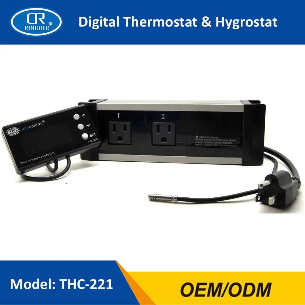 Koop Ringder THC 221 Digitale Temperatuur Vochtigheid Controller Regulator Hygrothermostaat Thermo Hygrostaat Kas Reptiel Terrarium