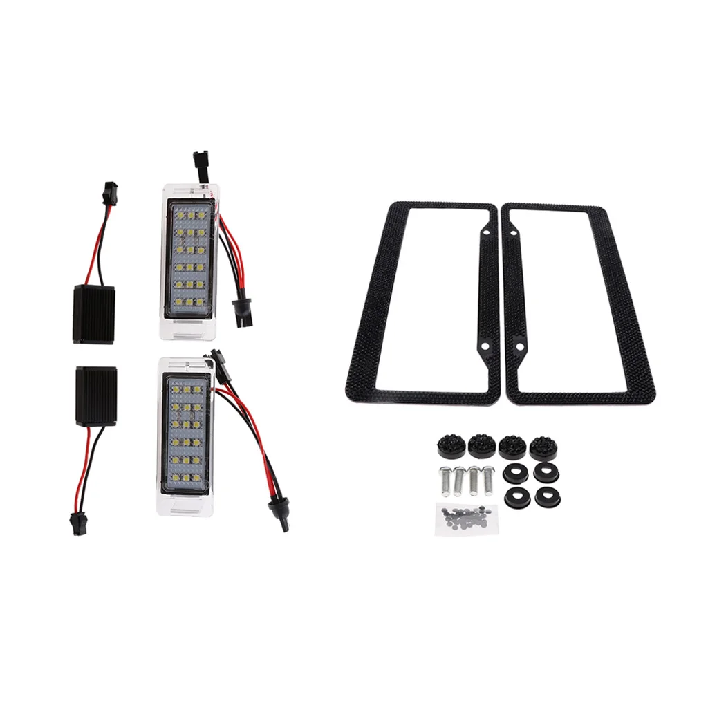 

2x LED License Number Plate Light Car License Plate Light for Chevrolet+2x License Plate Frame Black