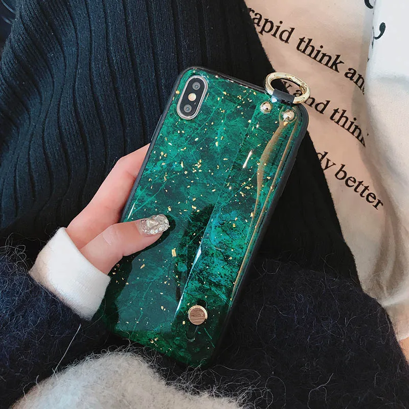 

Luxury Gold Foil Case For Huawei Mate 20 Pro Wrist Strap Hand Band Case For Huawei Honor 10 V10 V20 Finger Ring Stand Cover