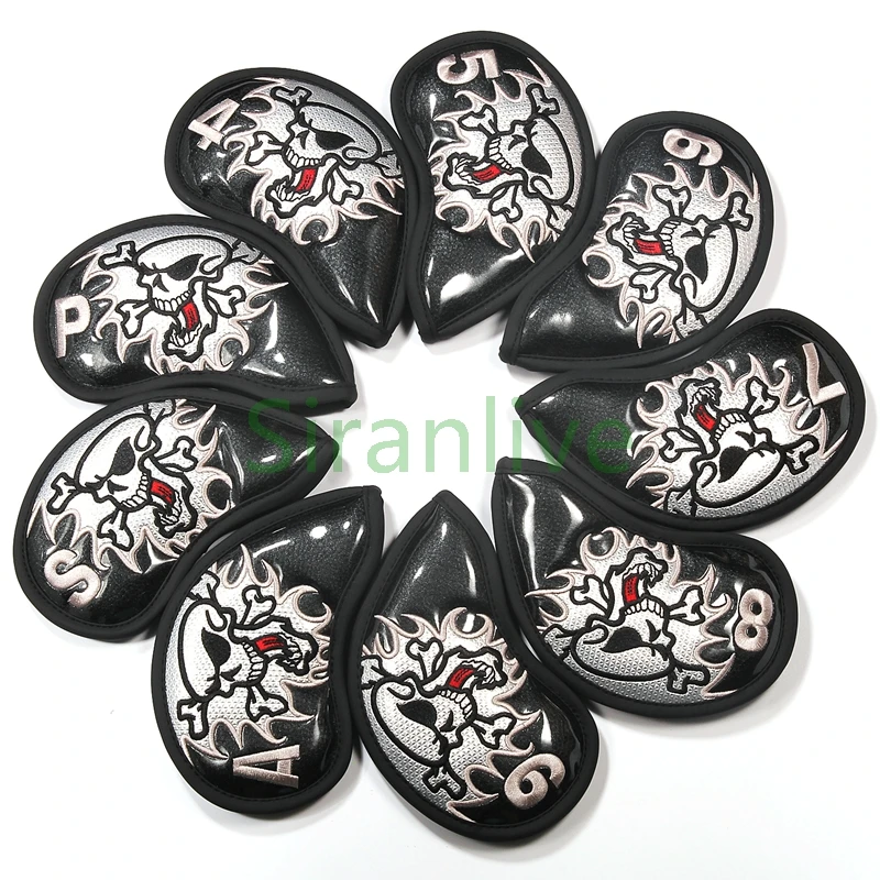 9pcs Iron Headcover Club Head Cover w/ Closure Smooth Surface Golf Putter 9pcs Iron Headcover Club Head Cover w/ Closure Smooth Surface Golf Putter