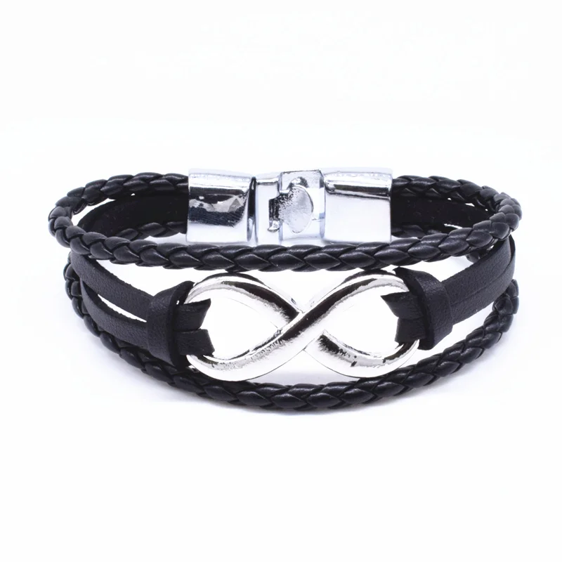 Модный браслет «бесконечность» Геометрическая длина 21 см браслет с кожаной веревкой браслеты для женщин винтажные ювелирные изделия pulseras mujer - Окраска металла: NE623