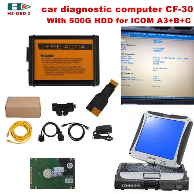 2018 car diagnostic computer cf 30 with icom software 500g hdd obd2 computer diagnostic tools