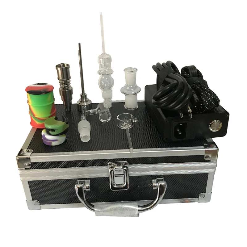

Portable ENail Electric Dab Nail Pen Rig Wax PID TC Box With Ti Titanium Domeless Coil Heater E Quartz Nail kit silicone pad