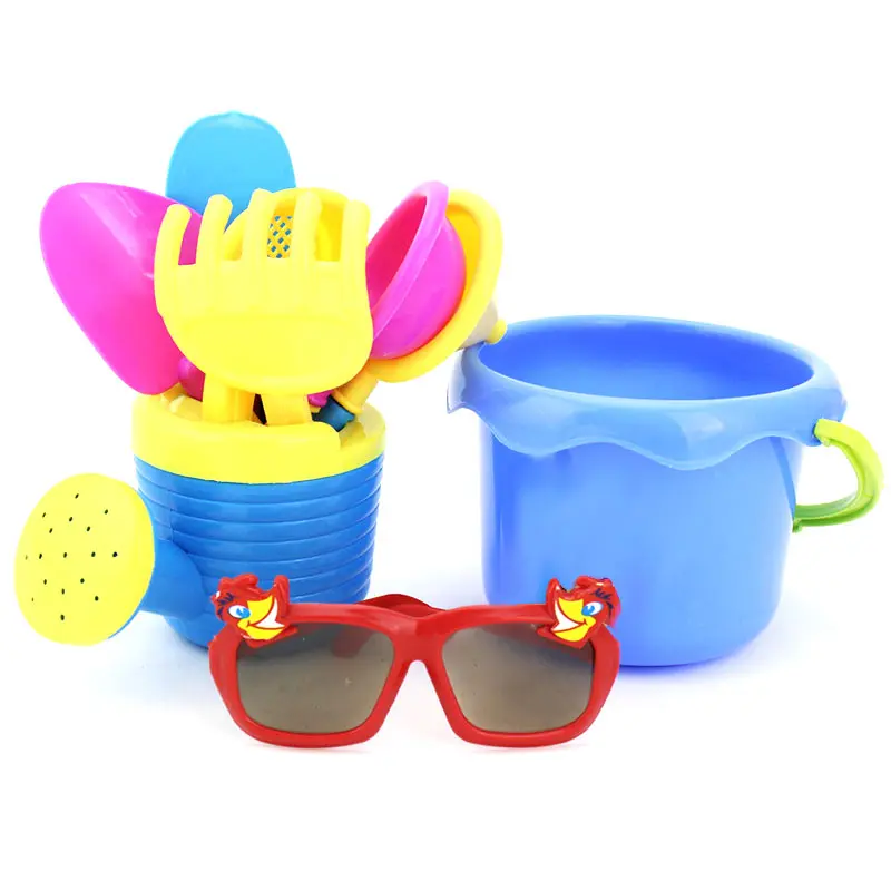9 шт. детские песочные пляжные игрушки замок ведро Лопата грабли водные инструменты солнцезащитные очки FJ88