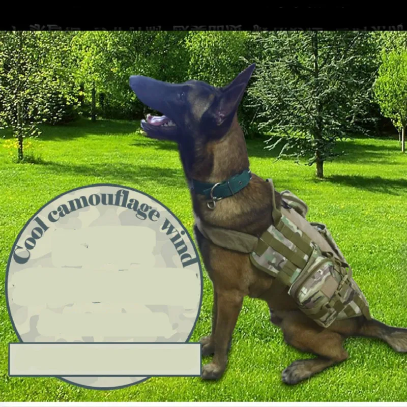 

Outdoor Tactical Pet Dog Clothes Vest with Bag Load Bearing Training Nylon Big Dog T-shirt Military for Pets Jacket