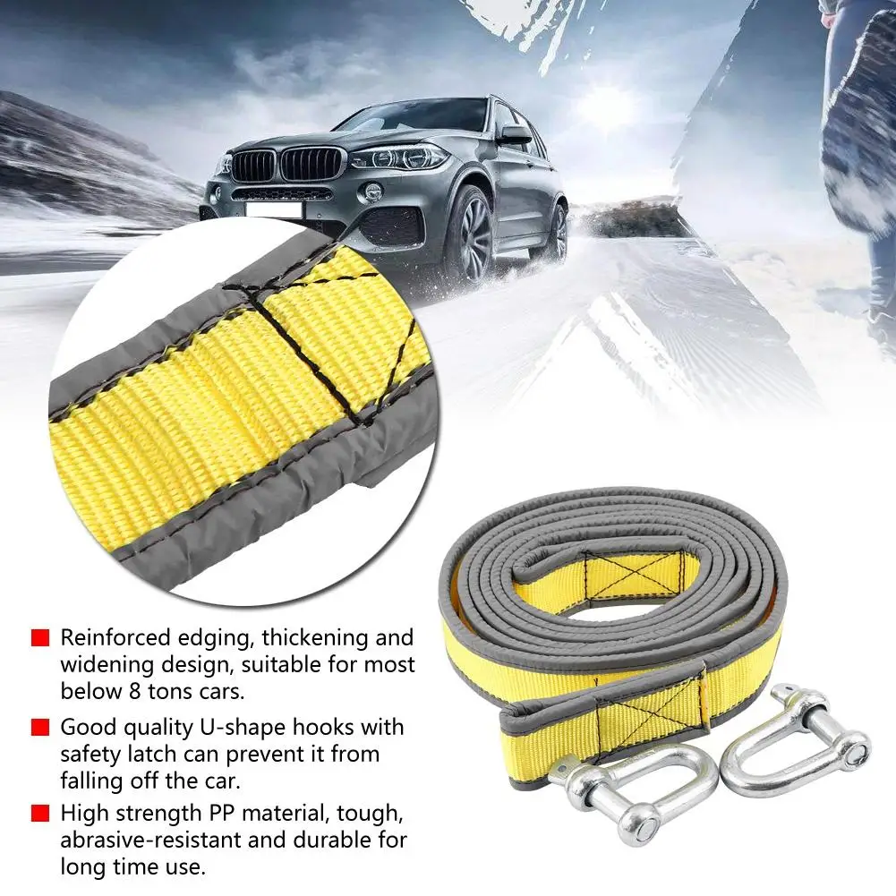 8 Tons 4 Meters Car Trailer Towing Rope Recovery Tow Strap with Ushape