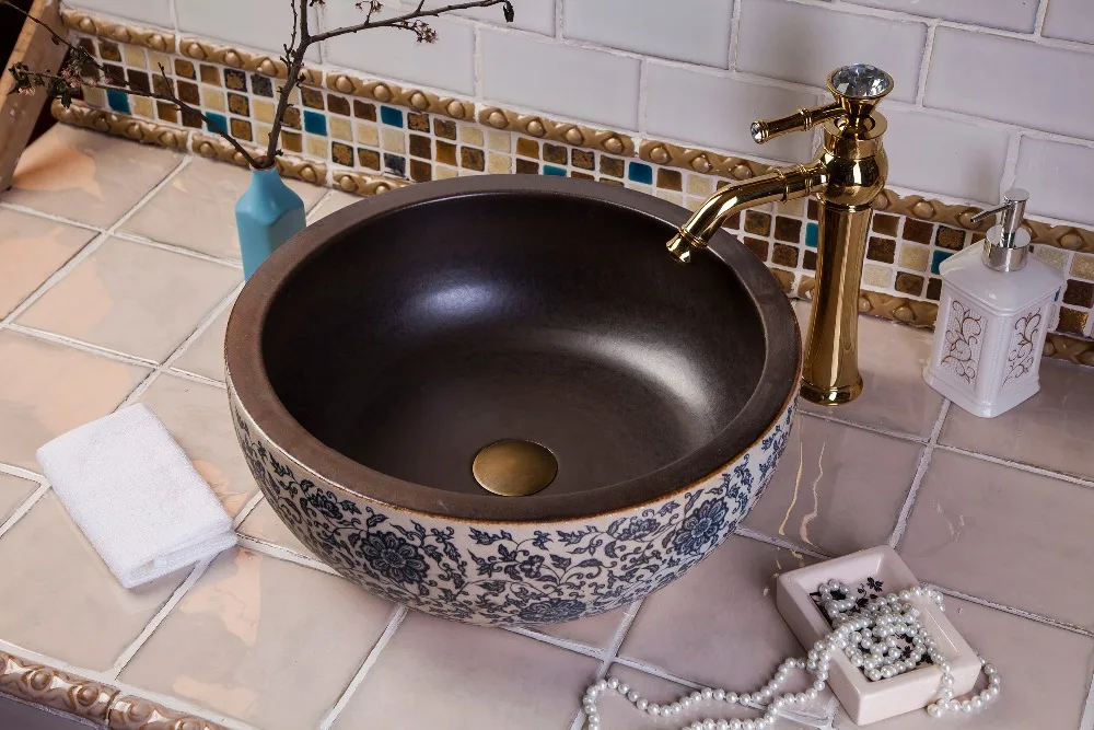 Ручная работа китайских мастеров Европа винтажный умывальник Lavabo керамическая раковина для ванной комнаты художественная Прилавок над столешницей раковины-чаши для ванной комнаты