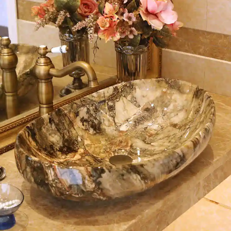 china Europe Vintage Style Ceramic Sinks Counter Top Wash Basin Bathroom Sink ceramic bowl wash basin oval shape (2)