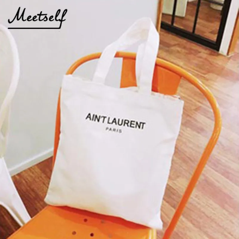 

MEETSELF 2018 New Fashion Simple Print Shoulder Canvas Bag Convenient Large Capacity Letter For Women Present Soft FLF029