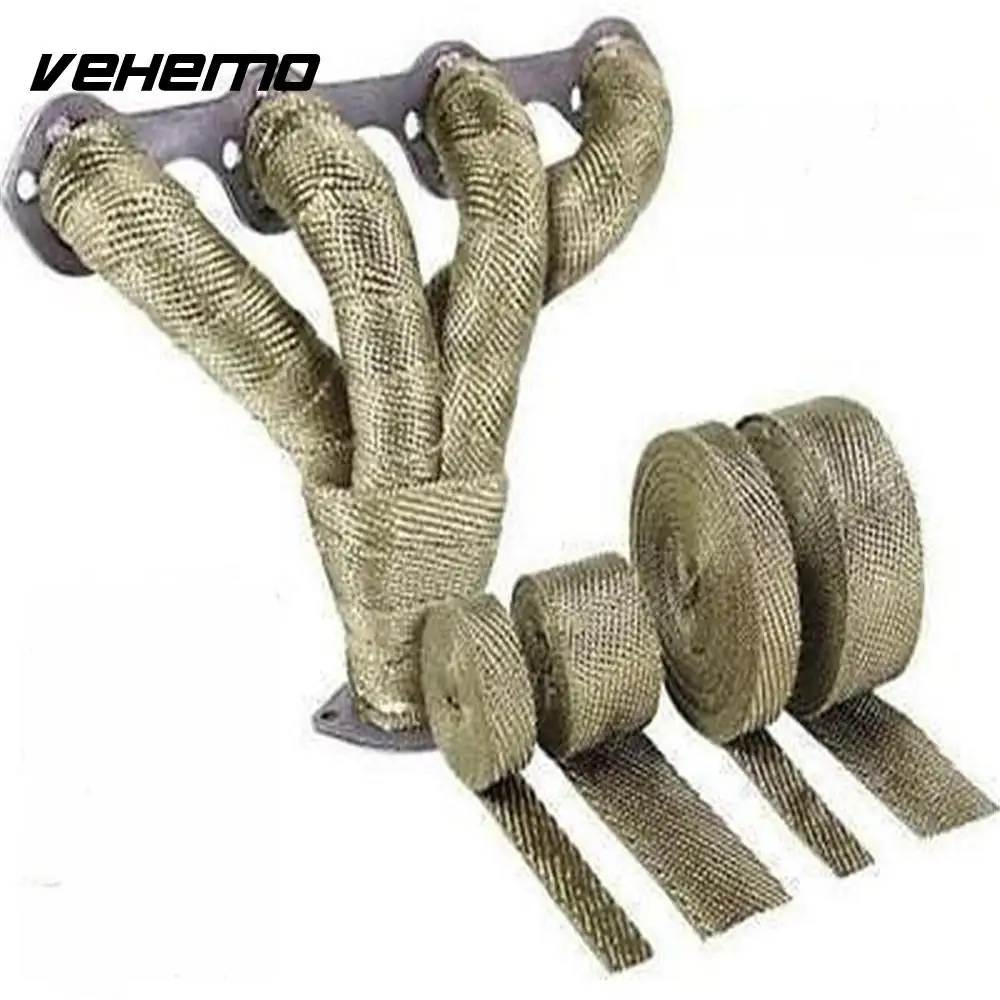 Vehemo 2"x5m Titanium High Temp Exhaust Heat Wrap Army Green Heater