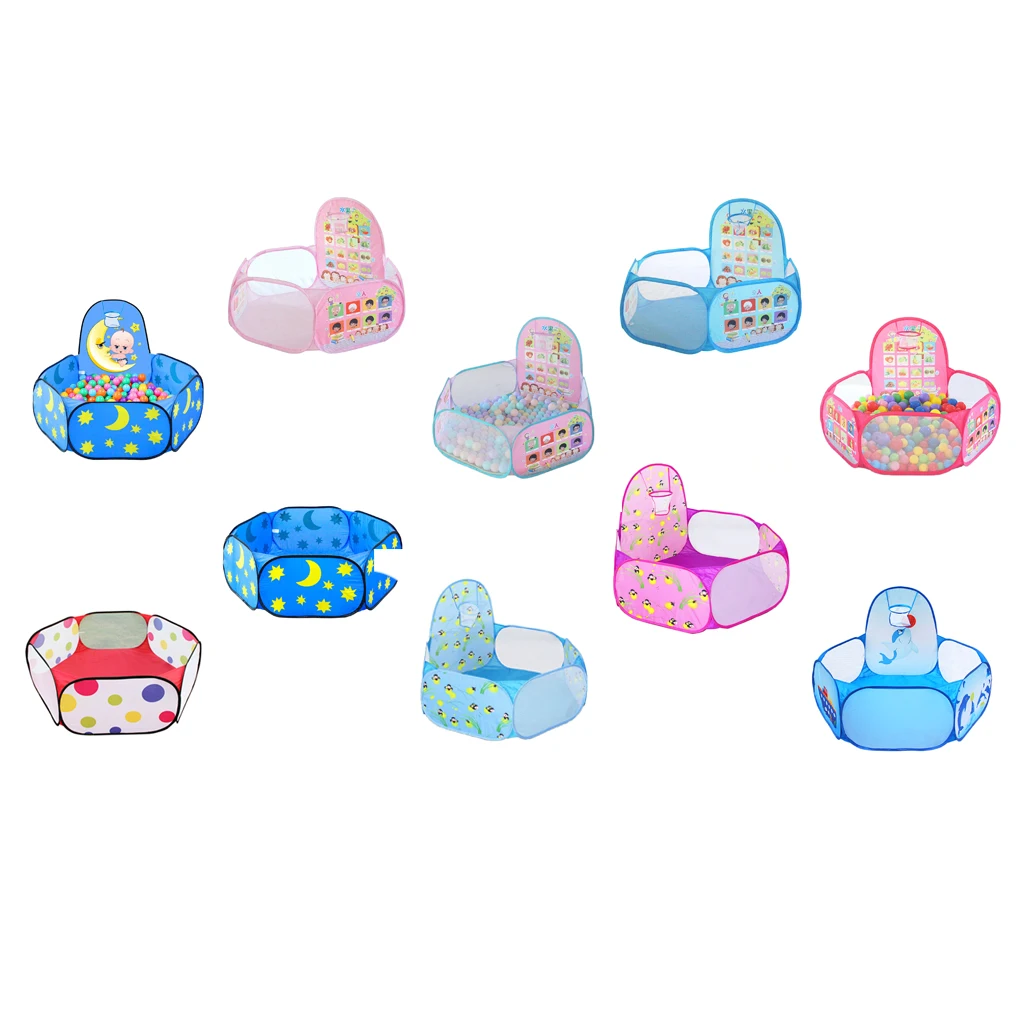 Fun Pop Up Ball Pit Pool Toddler Baby Play Tent Playhouse Playpen with Basketball Hoop Developmental play Game Toy 120CM/ 47''