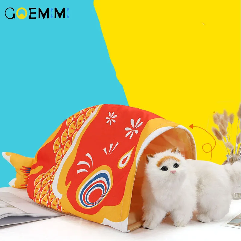 

Cute Summer Cat Beds Nest Dog House Pet Cave Funny Fish-Type Pet Nest Portable Foldable Pupply House For Cats