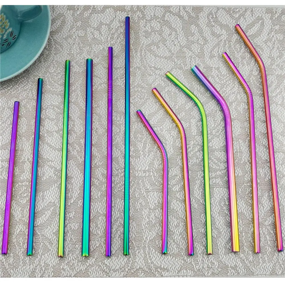 

2Pcs/Lot Reusable Drinking Metal Straw Stainless Steel Straw with 1 Cleaner Brush Juice Straw For Home Party Barware Accessories