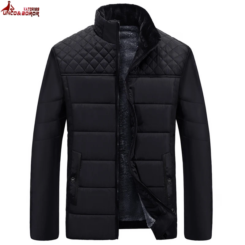 Economici UNCO e BOROR Giubbotti e Cappotti Rappezzatura degli uomini di Marca Del Progettista del plaid del panno morbido Giubbotti Degli Uomini Della Tuta Sportiva di Inverno di Abbigliamento di Moda Maschile