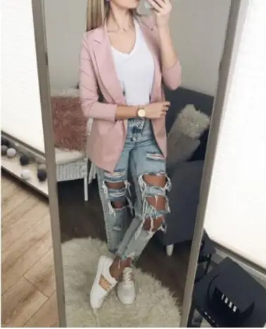 2019 women jackets Suit Casual Long Sleeve Open Office female jacket women Cardigan Slim Coat Long Sleeve Casual Small Suit