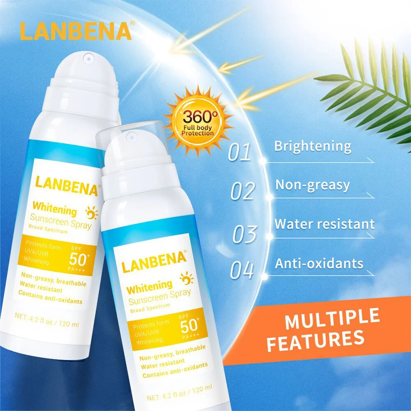 

LANBENA 120ml Brightening Sunscreen Spray SPF 50 PA+++ Sunblock Breathable Effectively Moisturizing Isolation Ultraviolet Cream