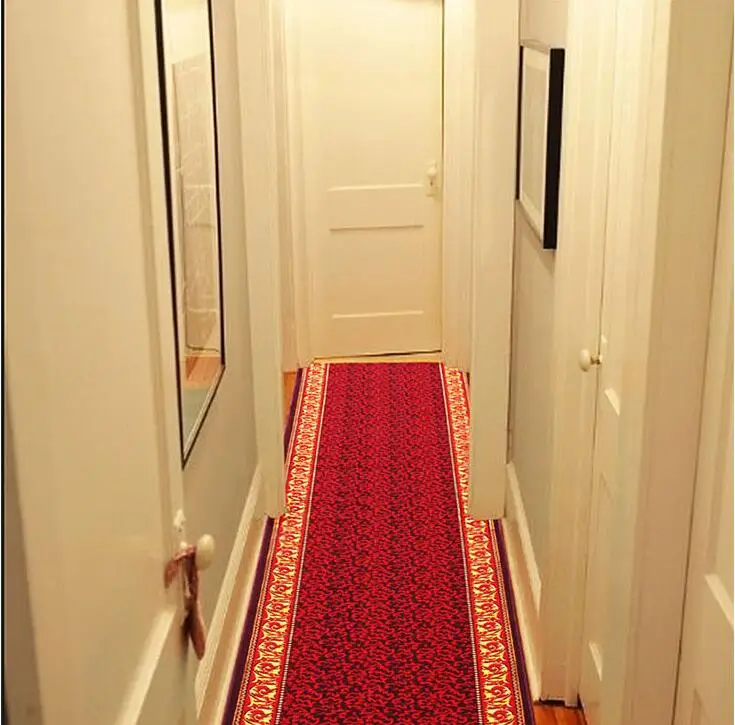 customize size red carpet joyous golden skidproof carpet for parlor hallway stairs hotel decoration water absorption ground mat in carpet from home