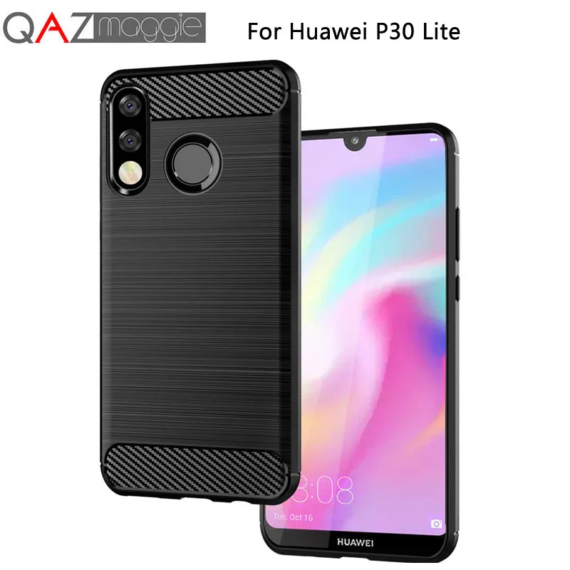 Чехол QAZ Maggie Huawei P30 Lite силиконовый мягкий ТПУ матовый чехол из углеродного волокна