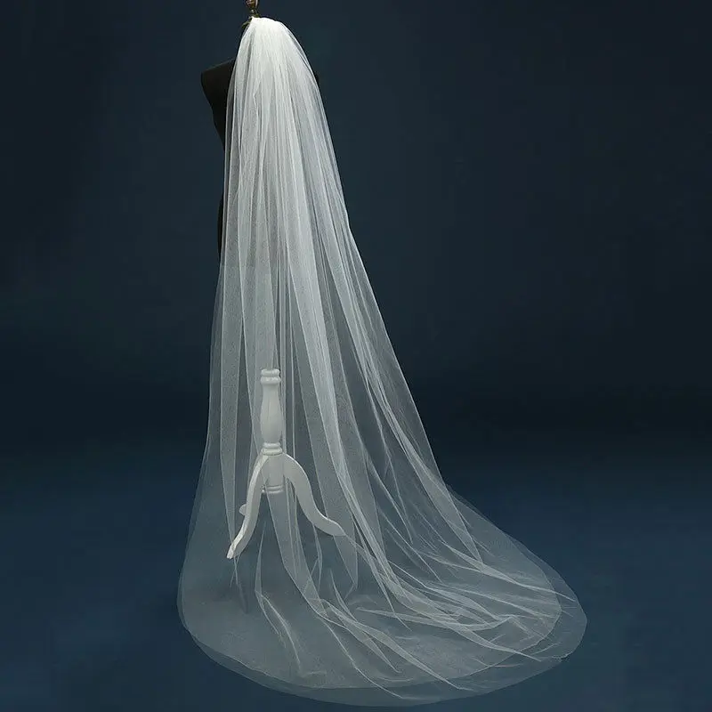 Тюль отвесные Белые белоснежные свадебные вуали сырой вуаль для свадьбы в соборе для невесты 110-2
