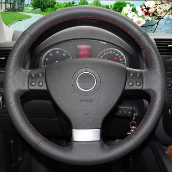 

Black Leather Car Steering Wheel Cover for Volkswagen Golf 5 Mk5 Sagitar Magotan Passat B6 Jetta 5 Mk5 Tiguan 2007-2011
