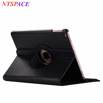 

Faux Leather Flap Cover For Apple 2017/2018 iPad 9.7 inch protective Caes 360 rotating holster lychee flat protective shell
