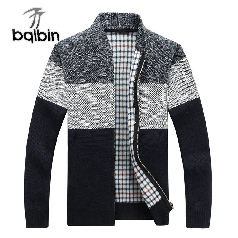

2019 New Winter Men's Jackets Thick Cardigan Coats Mens Brand Clothing Autumn Gradient knitted Zipper Coat