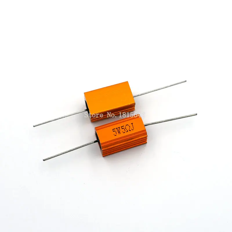 

2PCS RX24 5W 5R 5RJ Power Metal Shell Aluminium Gold Resistor High Power Resistance Golden Heat Sink Resistor 5Watt 5 ohm