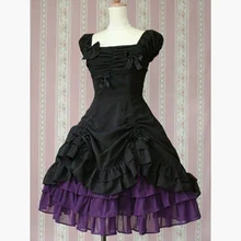 Nette schwarz und lila cocktail dress japanischen stil schürze dress ballkleid rüschen formale party kleider kurze prom kleider
