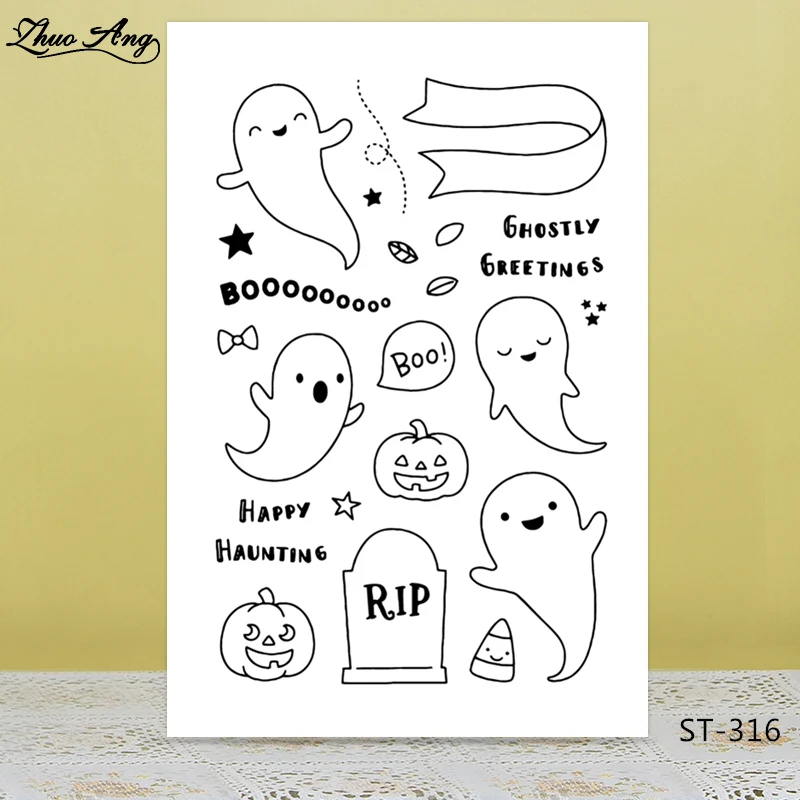 

Halloween/ghost Transparent Silicone Stamp/Seal for DIY Scrapbooking/Photo Album Decorative Card Making Clear Stamps Supplies