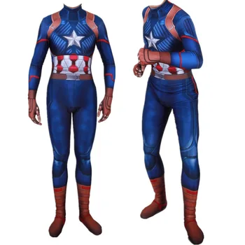 

Captain America Cosplay Costume Superhero Steven Rogers Zentai Bodysuit Suit Jumpsuits