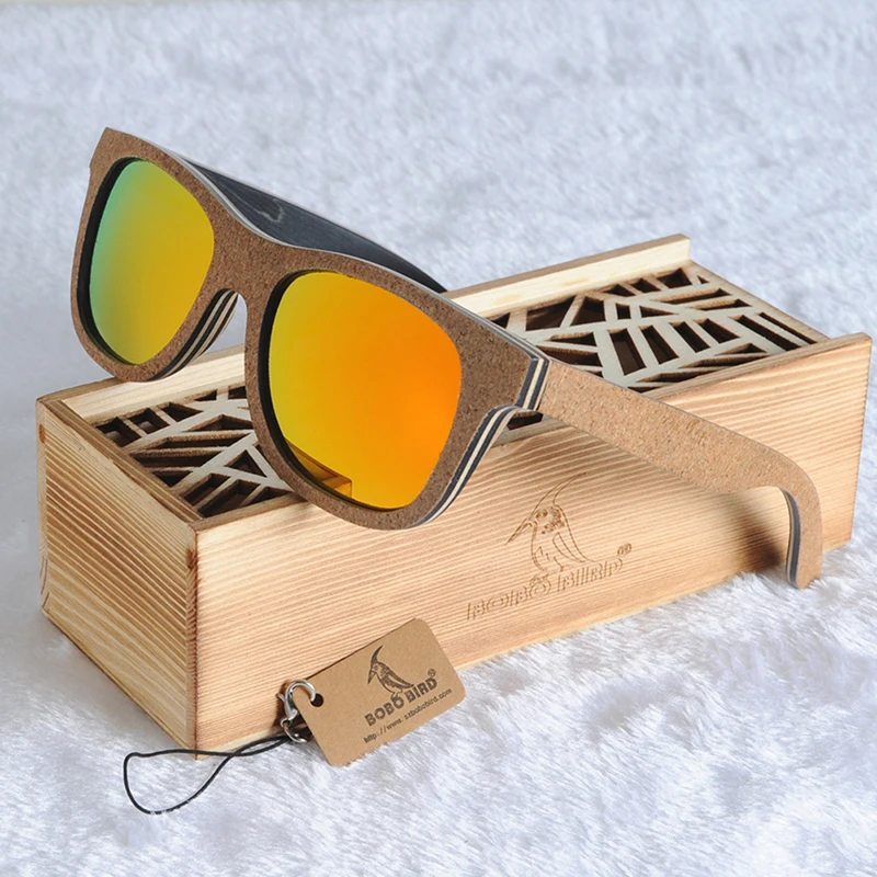 

BOBO BIRD AG020e Unisex Creative Cork Wooden Polarized Sunglasses Men Women Multilevel Colorful Wooden Frame As Best Gift OEM