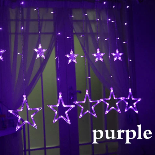 3,5 м 12 Светодиодный светильник-гирлянда со звездами для помещений, спальни, гирлянда, светильник-занавеска, s USB, на батарейках, гирлянда, светодиодный Сказочный светильник, на цепочке SL064 - Испускаемый цвет: 3.5M-12LED-Purple