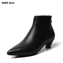 2018 Outono Inverno Moda Mulheres Botas de Salto Alto mulheres Ankle Boots de Couro Sexy Dedo Apontado Martin Botas Botas Feminina