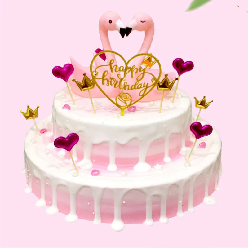 Фламинго верхушка для торта Беби Шауэр детский сувенир пирожное для дня рождения топперы украшения на день рождения Детские праздничные принадлежности