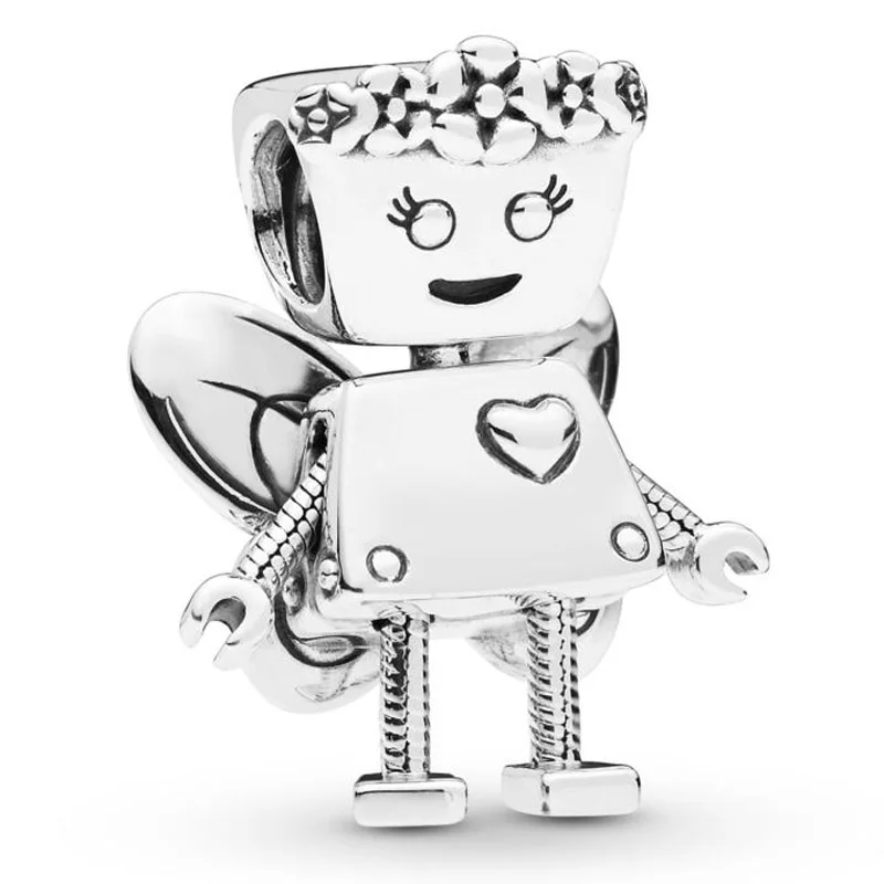 

2019 New Spring Authentic 925 Sterling Silver Floral Robot Bella Bot Charm Bead Fit European Original Bracelets Bangle Jewelry