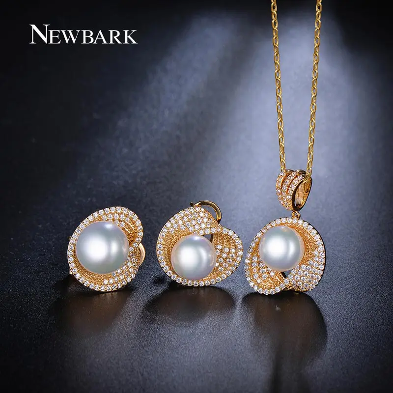 font b NEWBARK b font Perlas Jewelry Sets 1 Pair Simulated Pearl Stud Earrings And