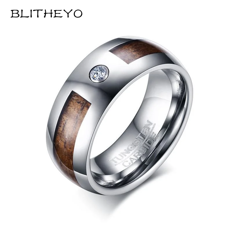 Blitheyo Unique 8mm Mens Tungsten Carbide Rings Wood Grain And Cz Blitheyo Unique 8mm Mens Tungsten Carbide Rings Wood Grain And Cz Inlay Wedding Band Men Fashion Jewelry Anel Bague In From Accessories On