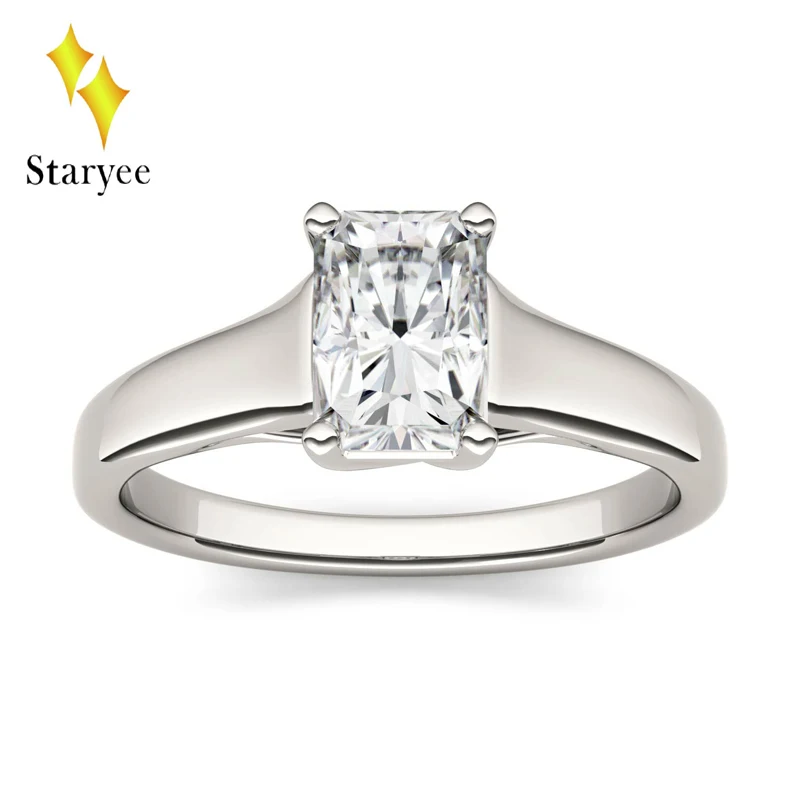 

Solitaire 14K White Gold 1.2ct 7x5mm DEF VVS Radiant Cut Charles Colvard Lab Moissanite Diamond Engagement Ring For Women