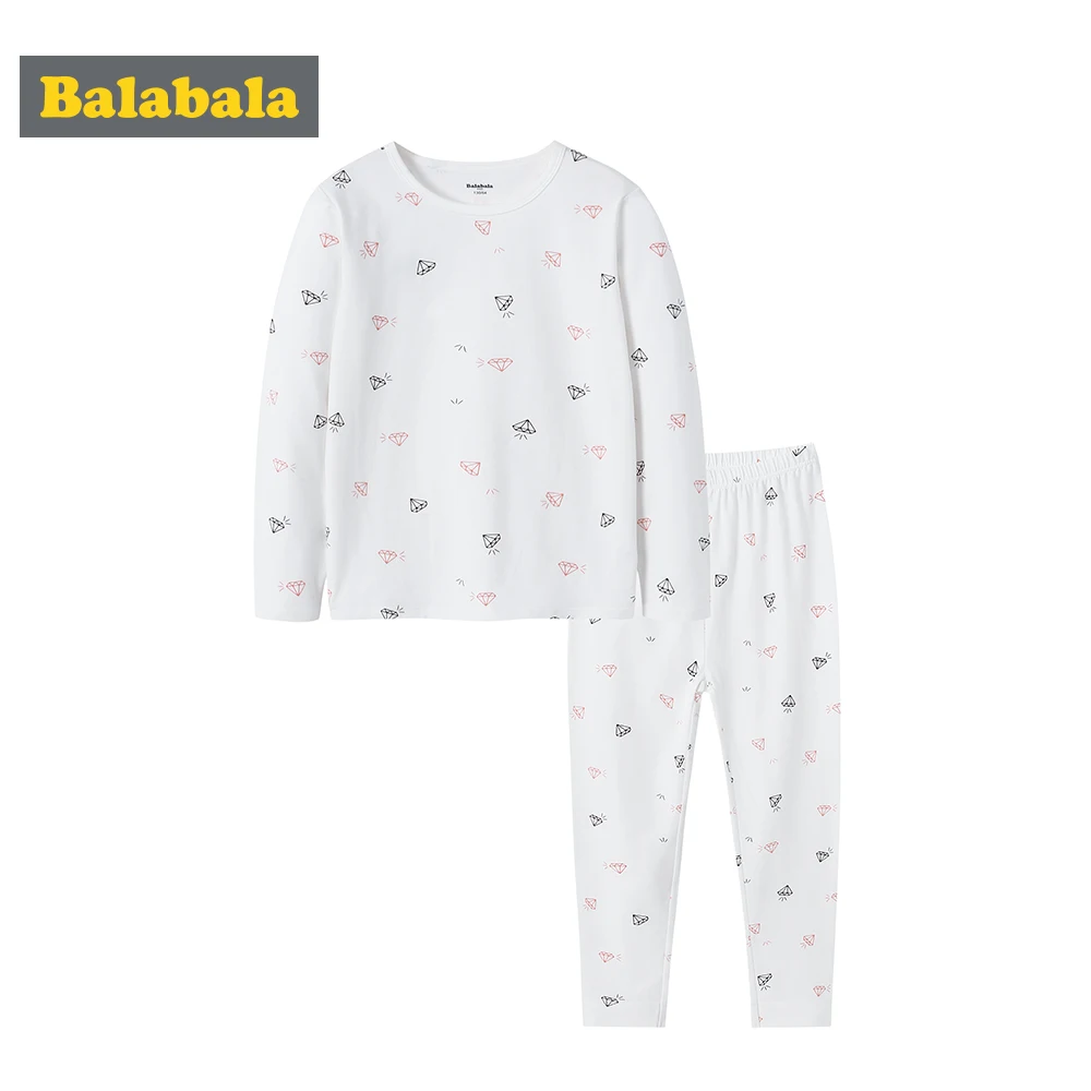 Balabala/осенний мягкий хлопковый пижамный комплект с принтом для девочек