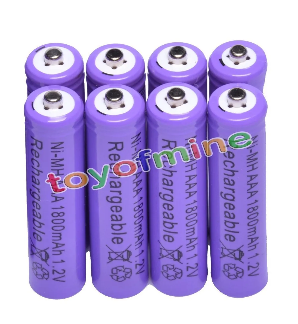 

8x AAA 1800mAh 3A 1.2 V Ni-MH Purple Rechargeable Battery Cell for MP3 RC Toys