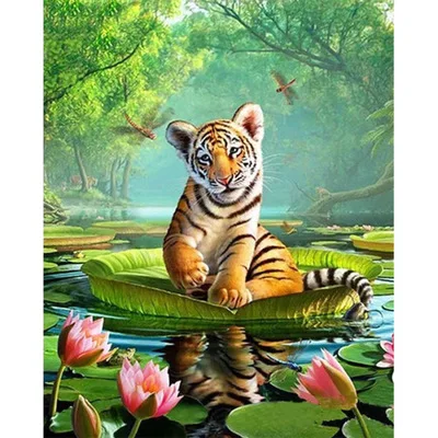 

5d diy diamond embroidery Animal Tiger scenery diamond painting Full drilling Round drill birthday present Home Decoration